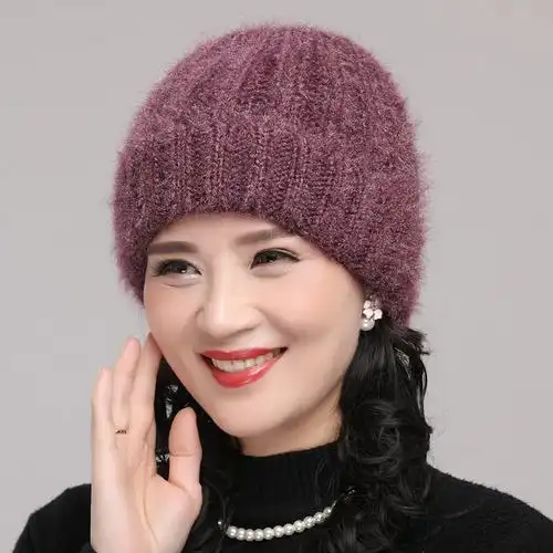 老人帽子女冬季中老年人妈妈奶奶帽冬天保暖老太太针织保暖毛线帽