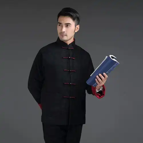 中式男大码宴会外套爸爸装立领盘扣秋冬季中老年唐装休闲长袖套装