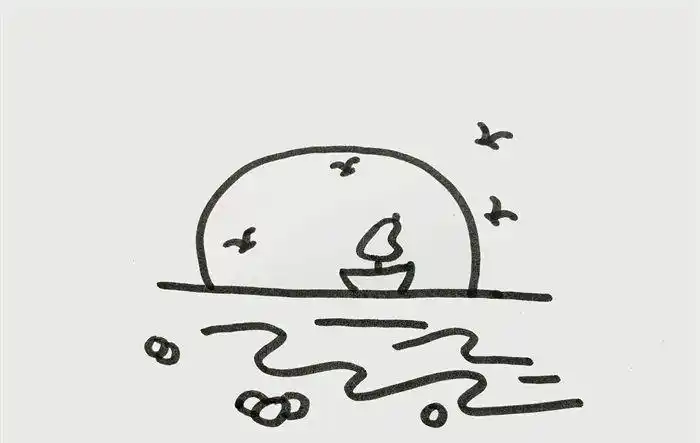 夕阳西下日落风景简笔画图片落日简笔画步骤5关于落日的作文关于落日