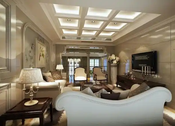 现代吊顶二楼客厅整体效果图