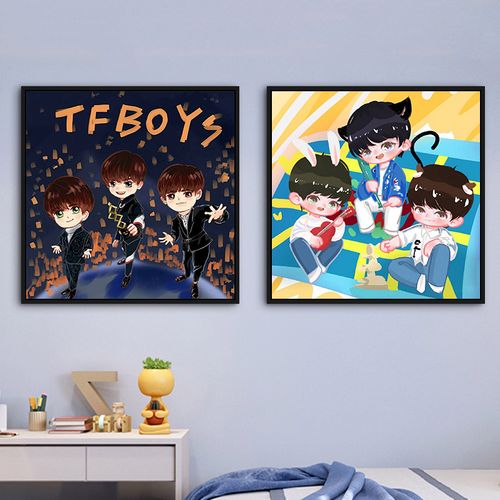 tfboys明星爱豆人物 手绘填色diy数字油画粉丝礼物卧室装饰画创意