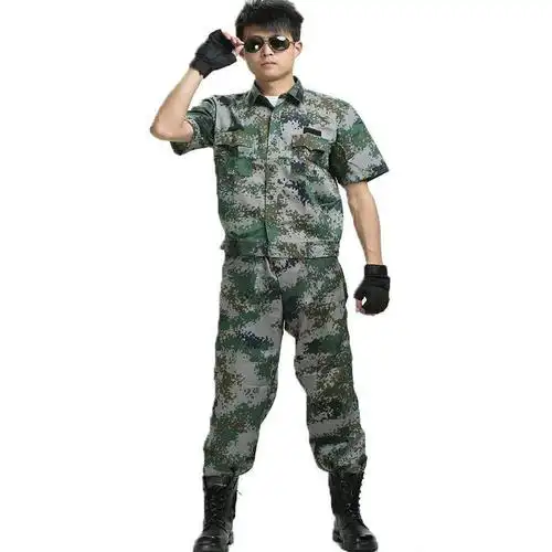 时尚夏季短袖07林地迷彩服套装男户外军迷多袋数码透气作训服