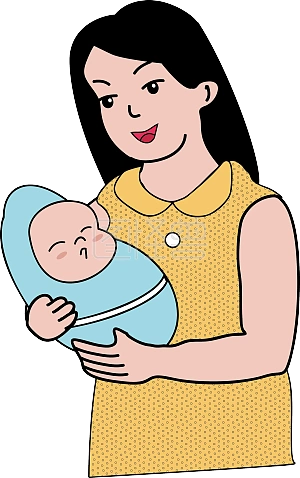 母亲节促销扁平矢量感恩母亲和婴儿宝宝卡通形象