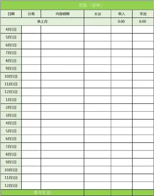 家用账本表格
