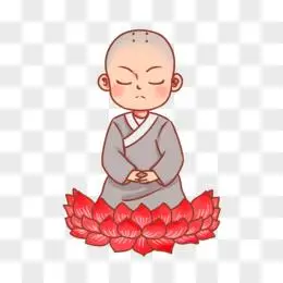 手绘打坐莲花小和尚人物素材