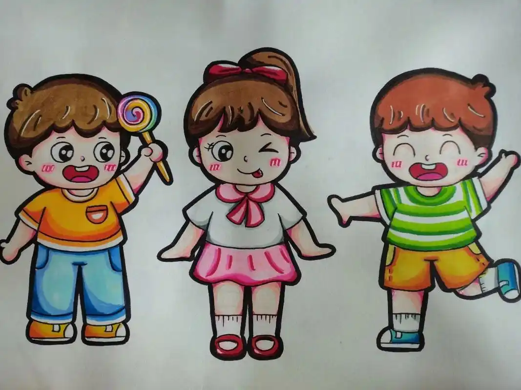 原创儿童画人物 喜欢这个红衣服小女孩,太可爱了