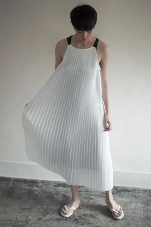 包税包邮日本代购humoresque棉麻垂感宽松吊带百褶裙连衣裙