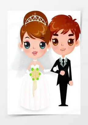 卡通可爱般配新婚夫妻