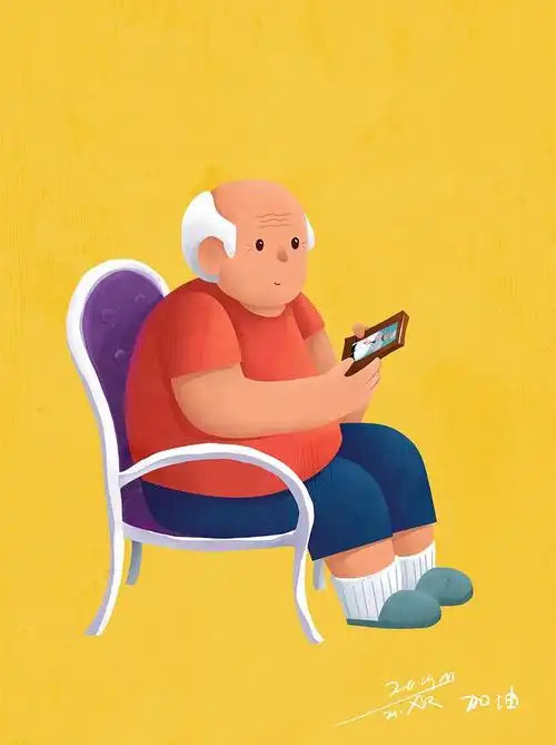 插画老人