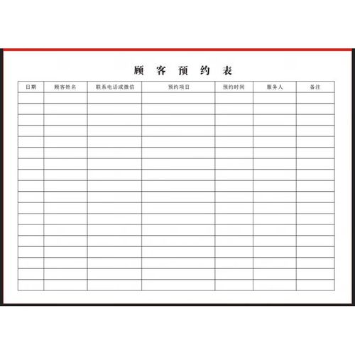 预约本美发美容院信息档案护肤预约档案顾客登记本预约登记表表格