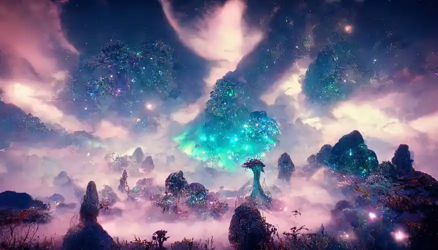 紫色星空冷色系外太空多多支持星空浪漫唯美夜景ai壁纸#ai绘画#高清