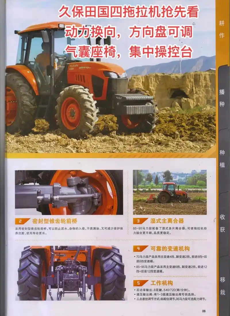 久保田国四拖拉机抢先看 动力换向,方向盘可调 气囊座椅,集中 - 抖音