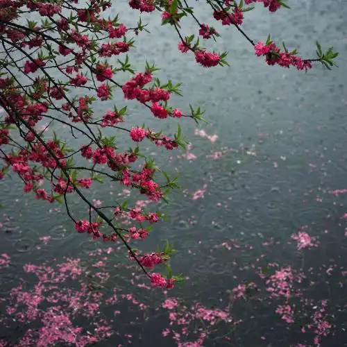 一阵大雨冲刷,四月的花终于凋落