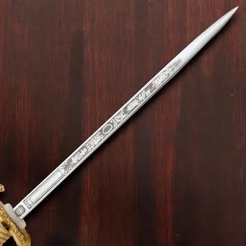 罕见:微型海军军官佩剑 手柄24k黄金制成