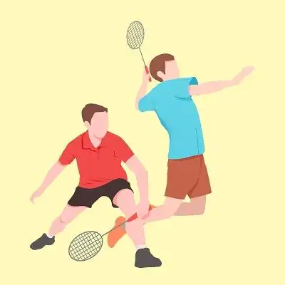 东京奥运会写实风人物打羽毛球原创素材蓝色 卡通 我运动我快乐 卡通