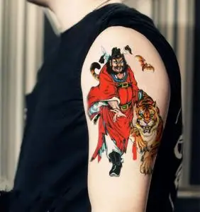 纹身贴防水钟馗花臂纹身贴钟馗捉鬼大臂小臂男女刺青贴纸持久包邮