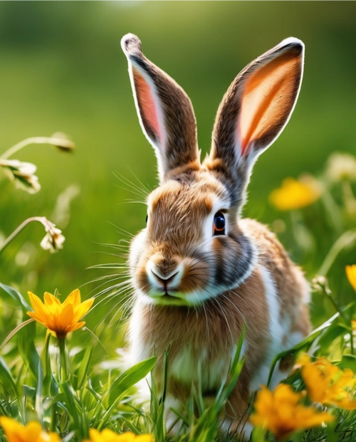 在阳光明媚的早晨,兔子们蹦蹦跳跳地穿梭于绿茵茵的草地上,仿佛在跳跃