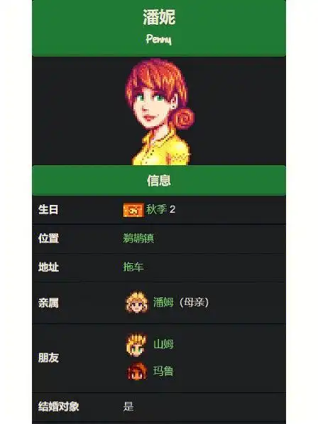 星露谷物语潘妮行程喜好