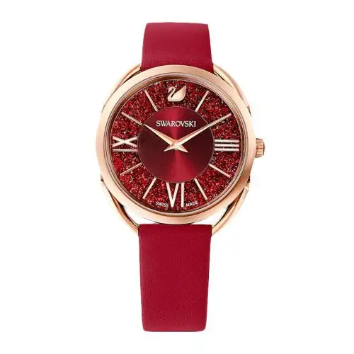 swarovski/施华洛世奇 女士红色亮丽耀眼镀玫瑰金色pvd不锈钢表盘真皮