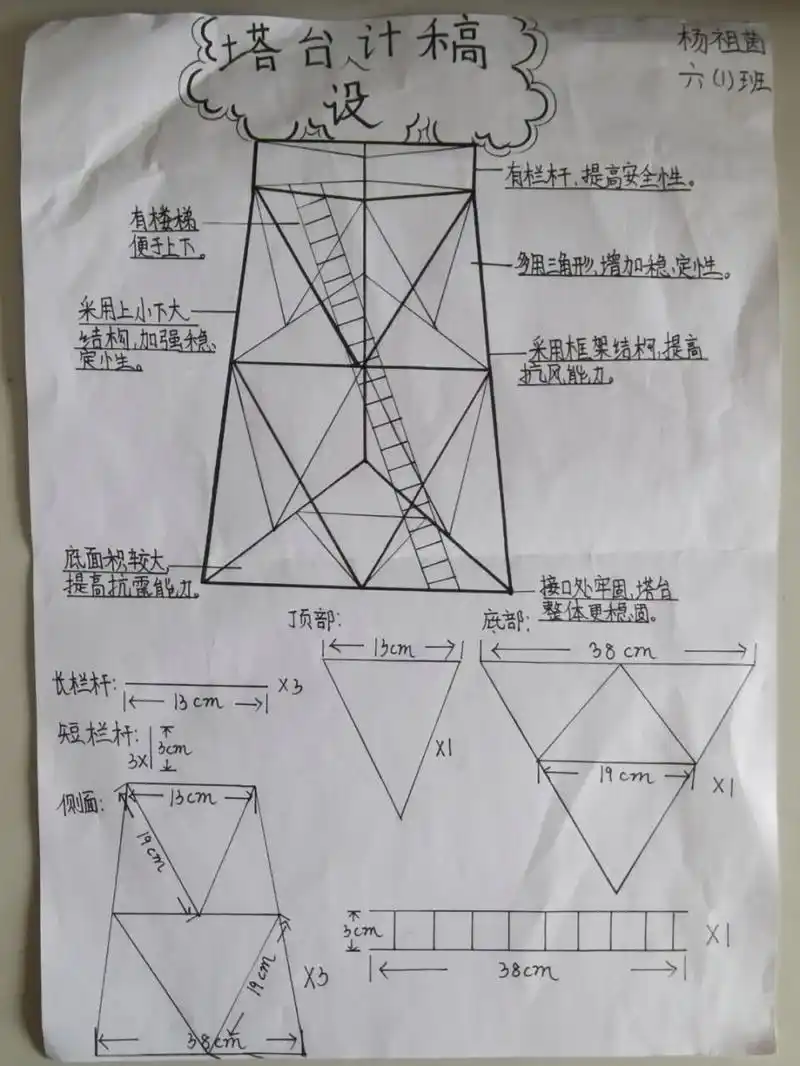 塔台模型设计图 教科版科学六年级下册第一单元《小小工程师》塔台