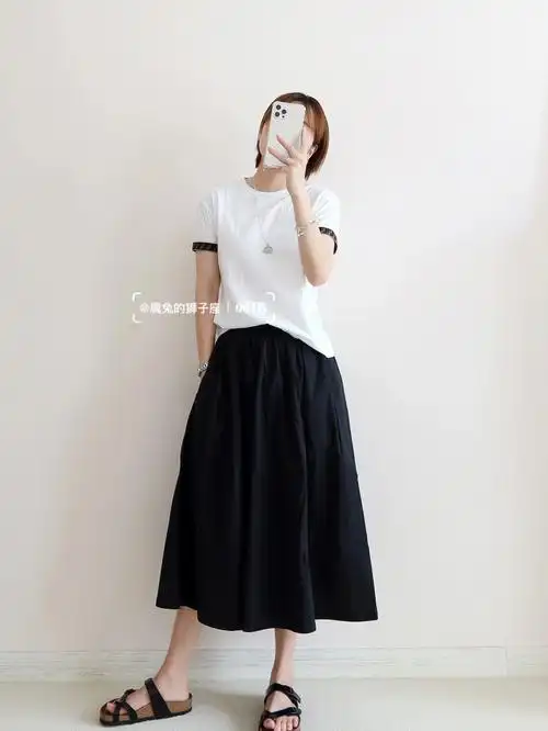 ootdmuji泡泡纱褶裙又一条好穿的裙子