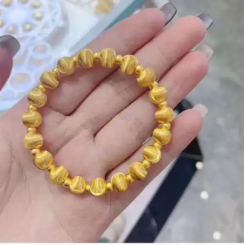 dovp3d硬金猫眼珠黄金手串珠子999足金金珠手链女精致2022年新款 猫眼