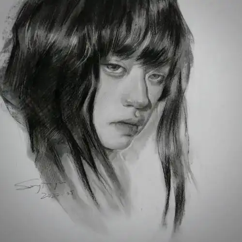 素描素描少女头像练习含步骤