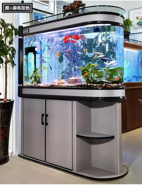 到家金鱼缸大型客厅家用中小型头水族箱鱼缸玻璃1米12米白边金条长15