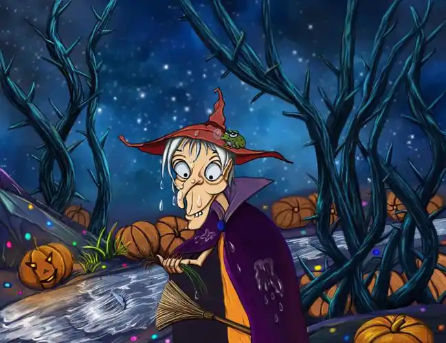 儿童绘本中的一张,可恶的巫婆为得到钻石