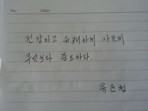 谁能帮我手写一句韩语"健康快乐的活着就比什么都重要!