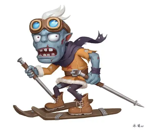 美式q版滑雪的僵尸