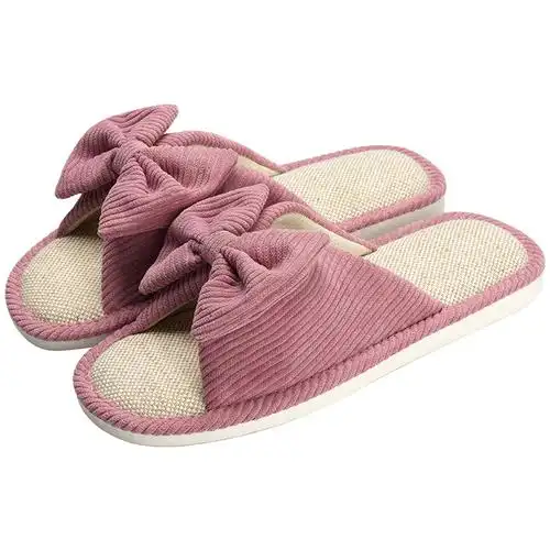 达拉熊办公室棉麻拖鞋女春夏季居家用四季室内防滑防臭亚麻布男