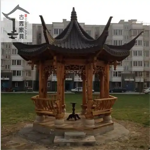 广东清远八角防腐木常规凉亭长宽2米6正方形木质凉亭