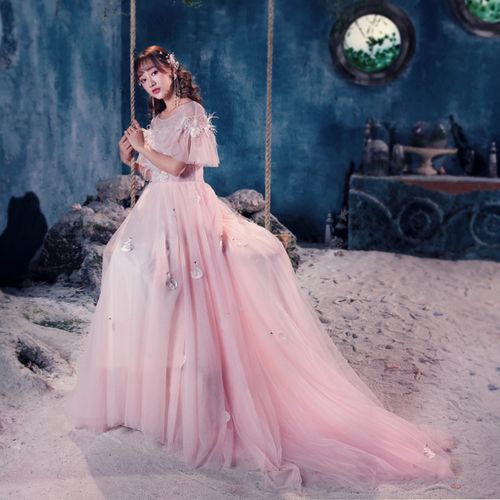 影楼主题服装个性婚纱礼服写真摄影旅拍婚纱彩色拖尾艺考走秀礼服