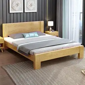 橡木床全实木双人床大床1.8米1.5木床现代简约家用主卧床架卧室床
