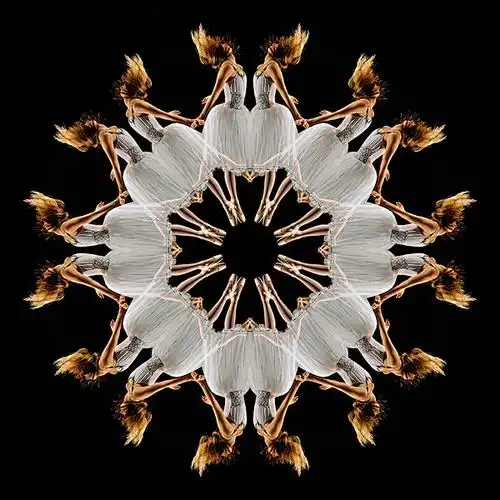 宗教坛场,图案,多次曝光,年轻,女人,穿,白色长裙