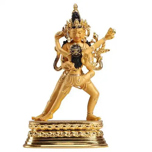 欢喜佛像铜像藏传佛教异性姻缘喇嘛教纯铜彩绘贴金摆件