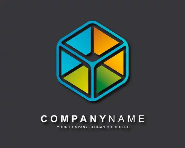 三维正方形商标矢量