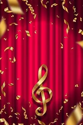 红金音符音乐音乐会舞台矢量背景