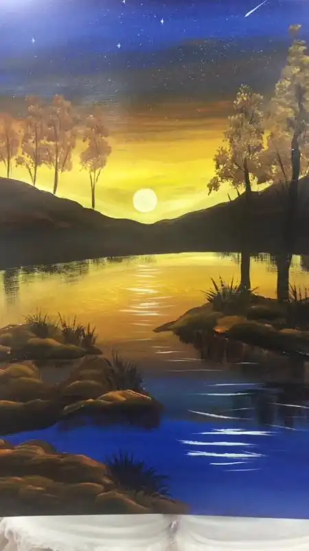 丙烯颜料彩绘风景画,喜欢就点赞吧