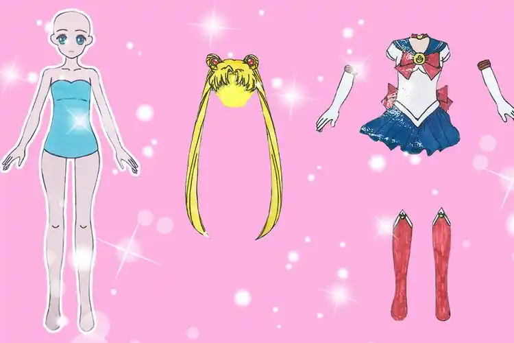 手工纸娃娃玩具纸娃娃装扮美少女战士水手月亮服装制作