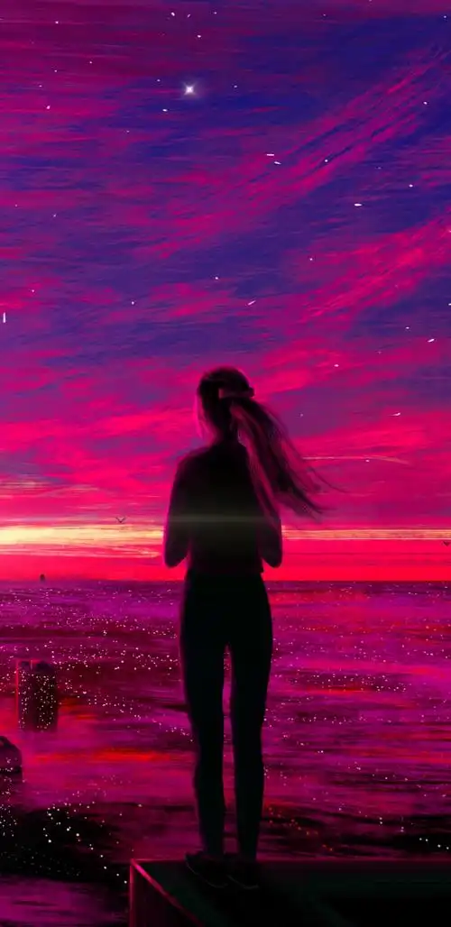 全面屏手机壁纸14402560高清竖壁纸动漫美女背影