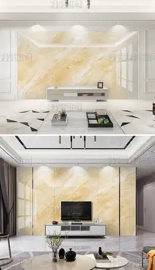 简约黄花玉黄金玉石大理石纹大板电视背景墙