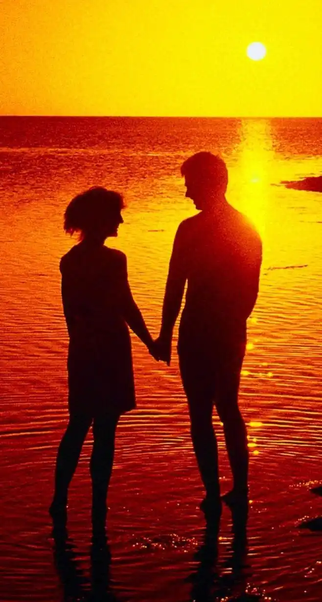 黄昏落日情侣唯美浪漫手机壁纸 768x1280