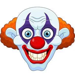 详情页假发白色背景的卡通恐怖小丑头插画