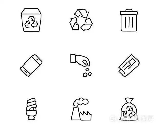 环境和回收图标集设计插图, 手绘风格设计, 设计网站和应用程序插画