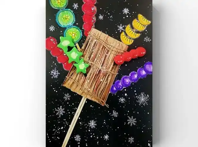 我们还会进行创意美术《美味的冰糖葫芦》