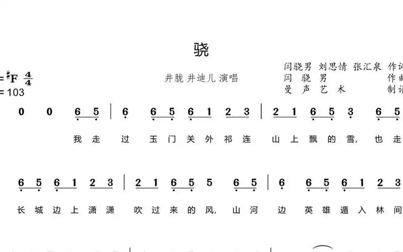 流行歌曲《骁》简谱歌谱