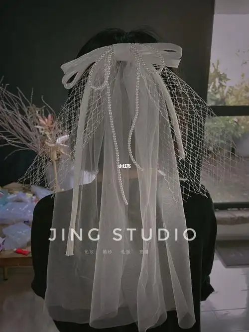 手作蝴蝶结小头纱_手工制作_化妆_婚礼_头纱_蝴蝶结_我的手工日常