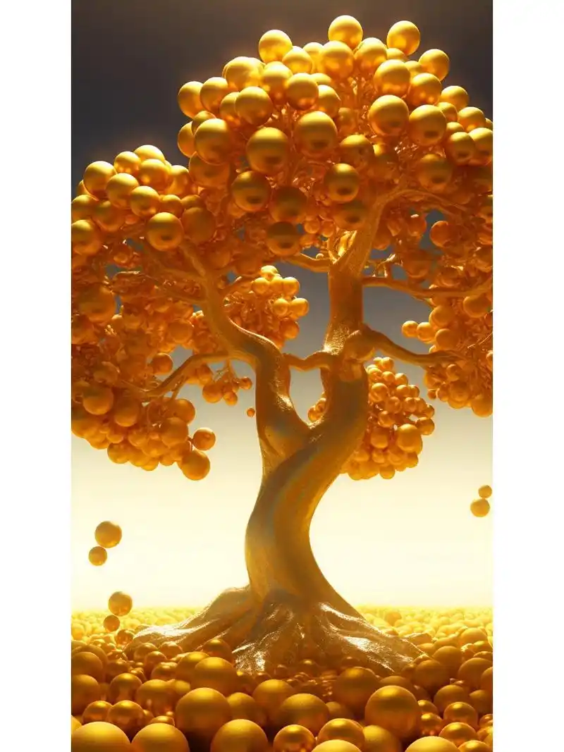 手机壁纸,黄金招财树,财源滚滚来.